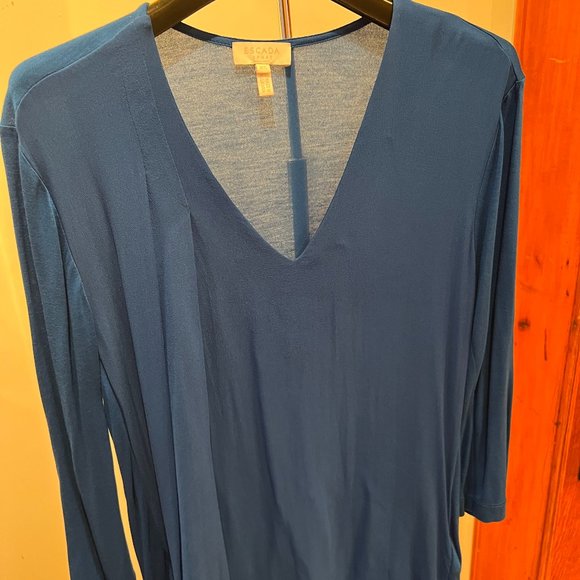 Escada V-Neck Shirt/Blouse, Blue, XS - Picture 1 of 4